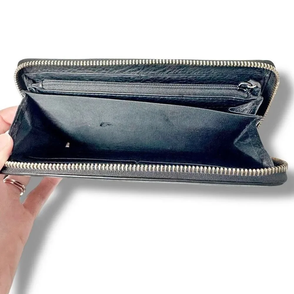 Gucci Soho Interlocking G Tassel Calfskin Leather Zip Around Long Wallet Black - Picture 7 of 8